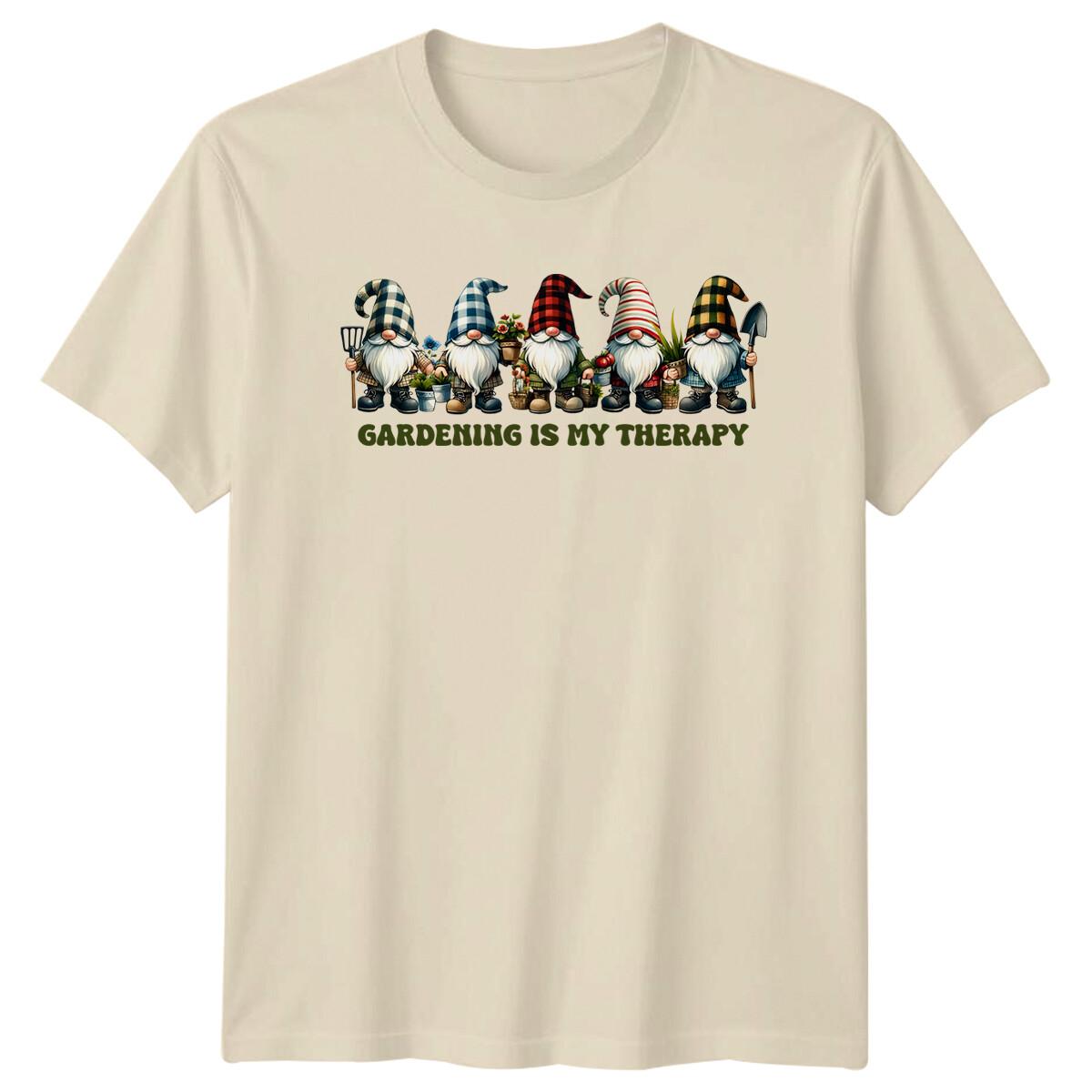 Gardening Is My Therapy T-Shirt Gnome Gardeners Hobby Tee XXL
