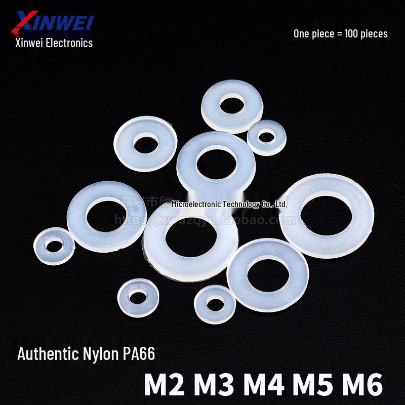 100-Piece Nylon Flat Washer Set: Plastic Screw Spacer & Insulating Gasket In M2/M3/M4/M5/M6 Sizes