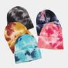 Jauna tie-dye adīta cepure sieviešu rudens un ziemas āra silta cepure core-spun dzija gofrēta vilnas cepure