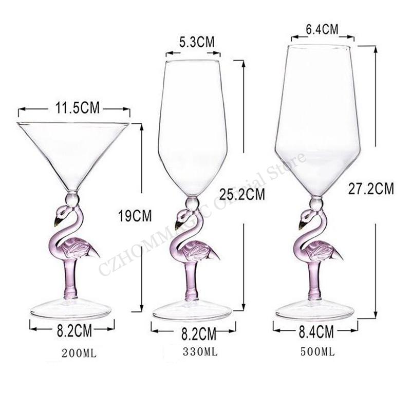 1Pcs Creative Pink Flamingo Cocktail Glass Martini Goblet Nverted Cone Shaped Wedding Birthday Party Crystal Champagne Wine Cup