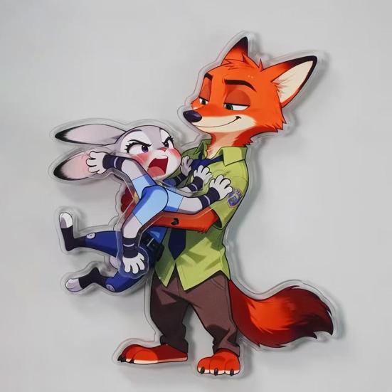 Drehbarer Fuchs Hase Kühlschrankmagnet Acryl Cartoon Filmfigur Tier Kühlschrankmagnet Heim Büro Küchendekoration Filmfans Geschenk