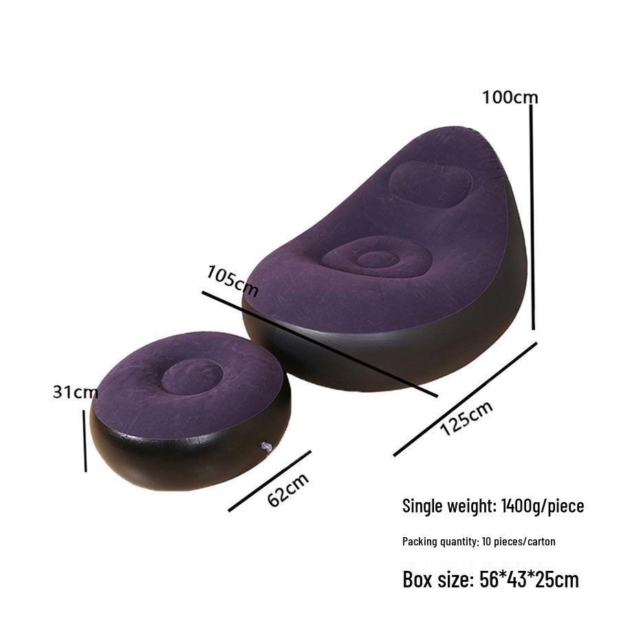 

Foldable Portable Inflatable Lazy Sofa - Flocked Single Seat for Relaxation Bagged Sofa