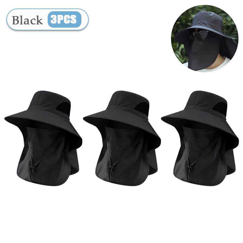 1-10PCS Sun Protection Hat with Face Veil Neck Flap Mosquito Proof Fishing Cap Outdoor UV Wide Brim Fisherman