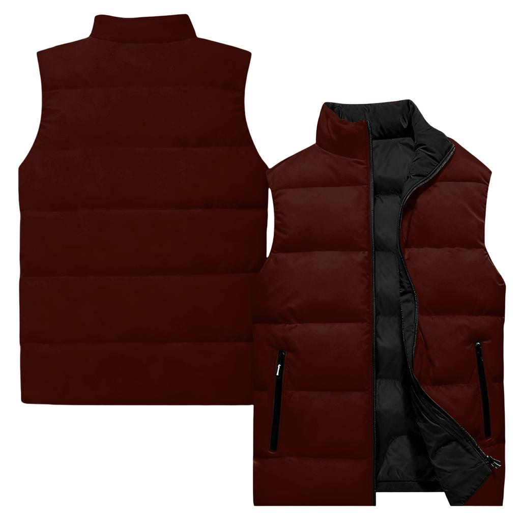 Men's Casual And Fashionable Sleeveless Vest, Solid-color Printed Cotton Jacket