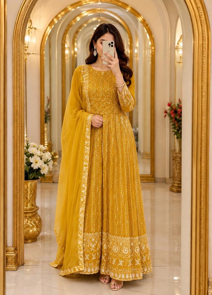 Party Wear Desigenr Beautiful Gown Dress Indian Bollywood Ethnic Salwar Suit
