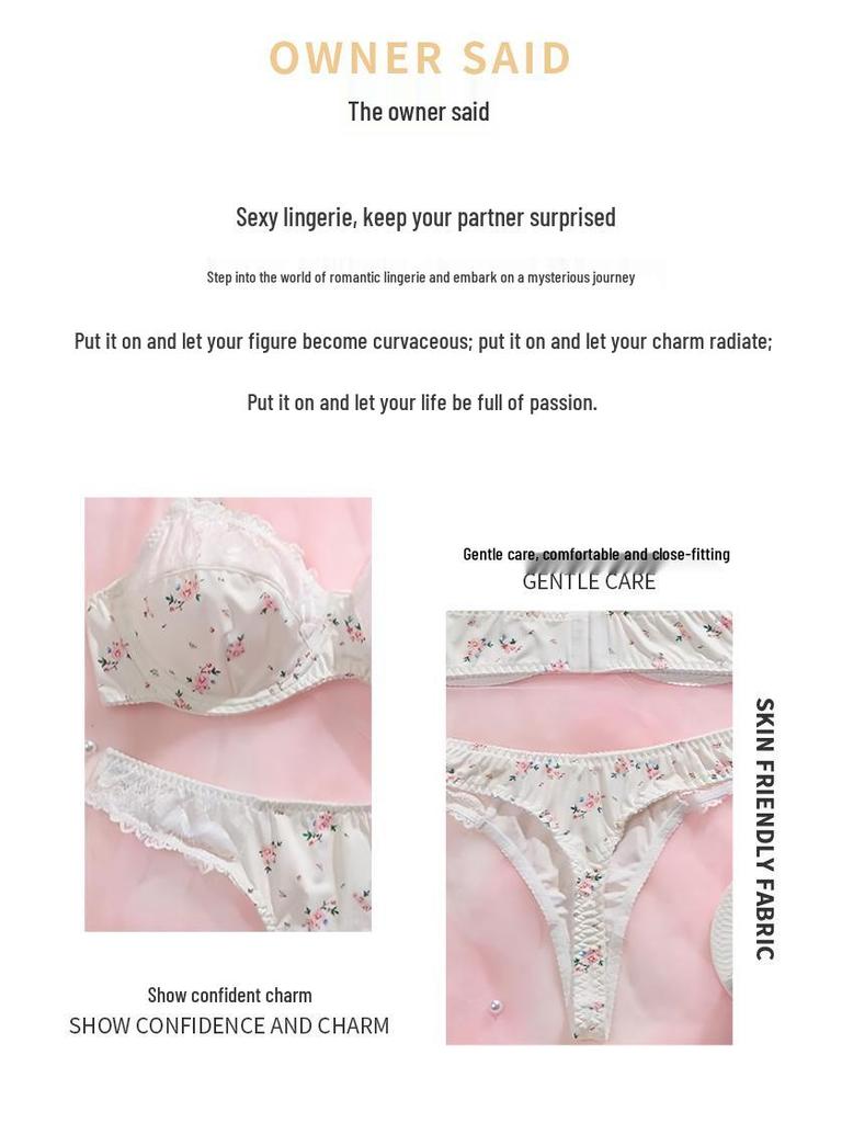 Plus Size Floral Lace Lingerie Set - Thin Style Bra for Full Bust