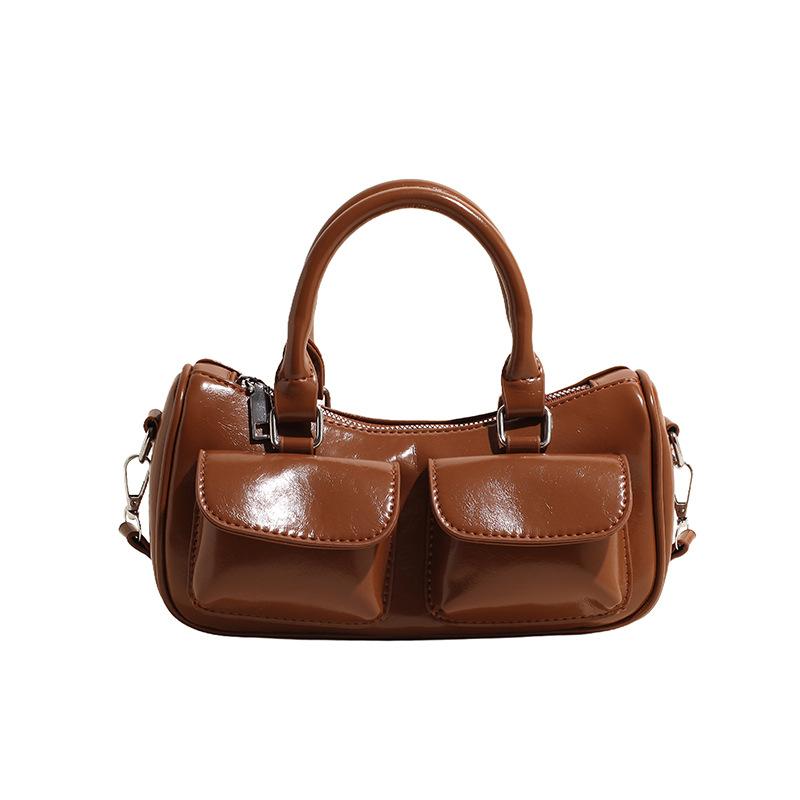 

Vintage niche Maillard armpit baguette women s bag 2025 new fashion commuter PU solid color shoulder Boston bag