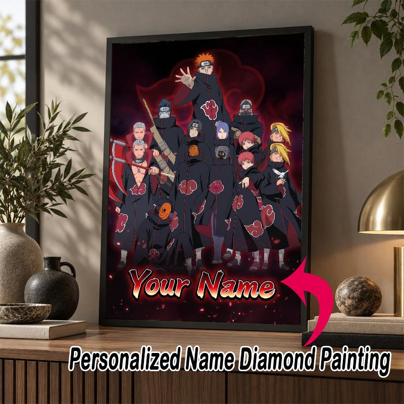 Personalized Akatsuki Naruto Diamond Art Custom Name 5D Diamond Painting Full Drill DIY Craft