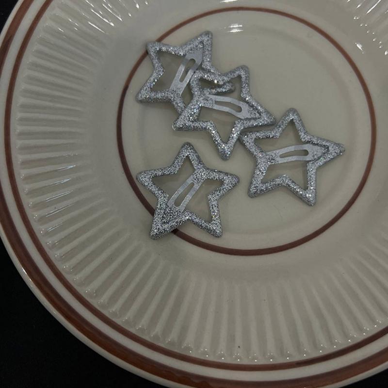 2Piece Star Snap Hair Clip Non-slip Metal Hair Barrettes Hair Accessory for Women Girls Fashion Star Hairpin for Kids