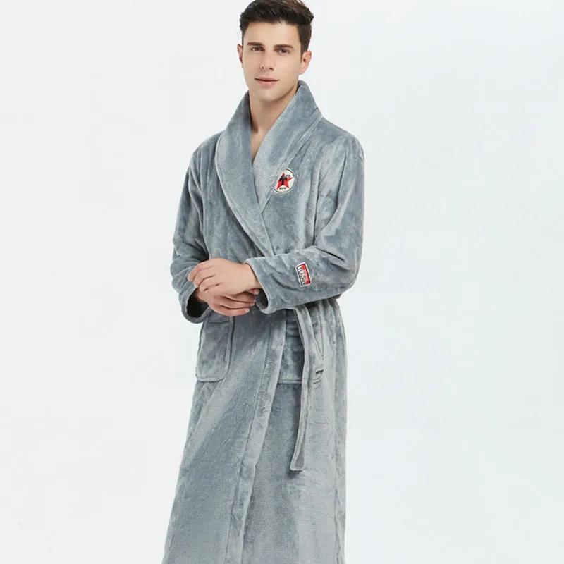 Herren Bademantel Winter Flanell Lang Robe Paar Verdickte Warme Nachtwäsche Plus Size Nachthemd Damen Lose Homewear