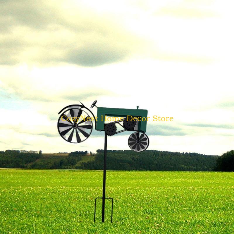 92MF Farmhouses Iron Tractor Windmill Spinner With Rotating For Patios Landscape