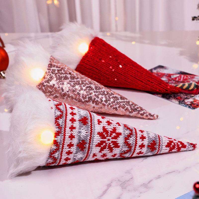 Knitted Sequin Fabric Faceless Old Man Light Up Doll Christmas Decoration Light Up Old Man