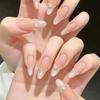 Elegant Long Wedding Nails: Light Luxury Press-Ons with Pearl Flowers for a Fairer Look. Perfect for Autumn Travel Makeup. Removable Nail Art.