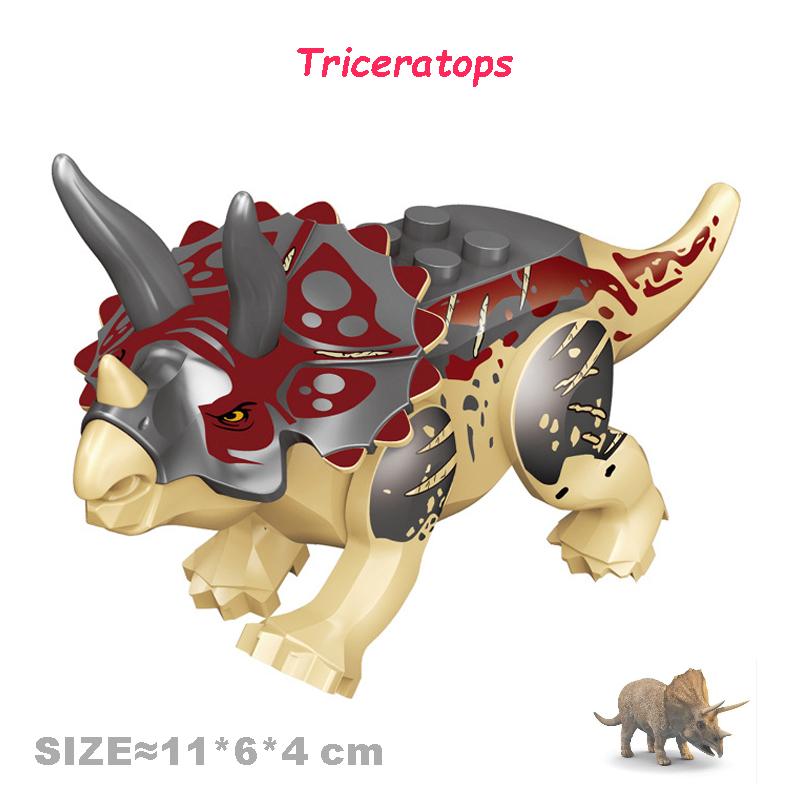 Non-Toxic Jurassic Dinosaurs World Velociraptor Triceratops Indominus T-Rex Model Building Blocks Assemble Educational Toys For Kids Gifts