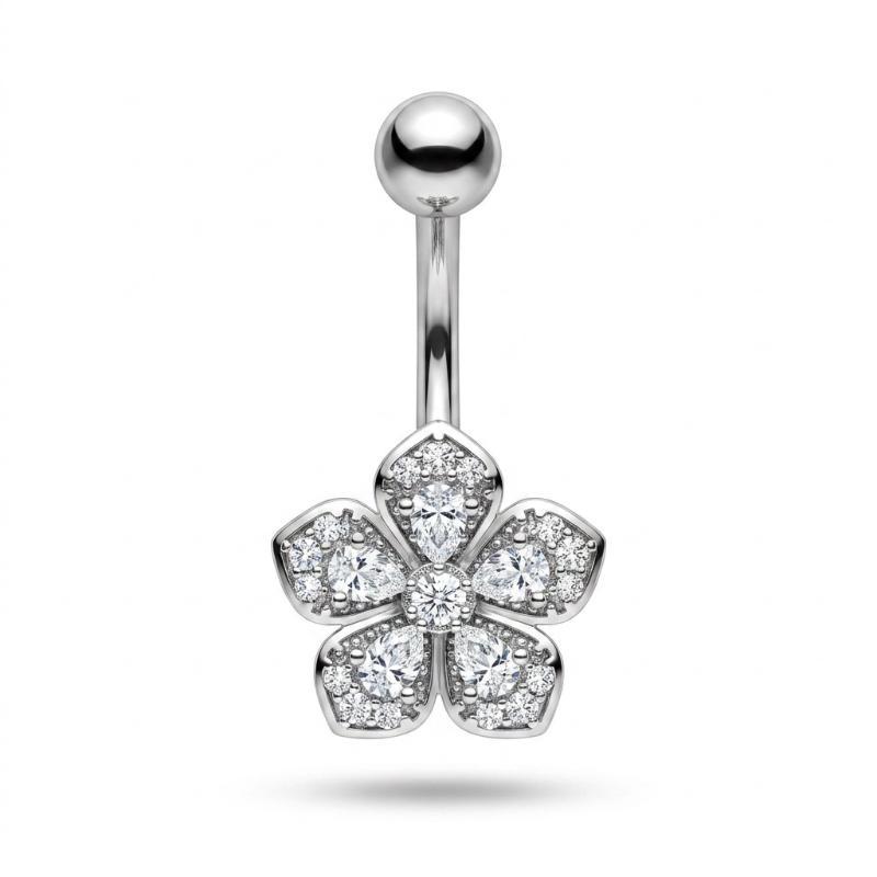 Hypoallergenic Belly Button Ring 316 Stainless Steel Shiny Zircon Fashion Navel Piercing Jewelry for Summer Beach Vacation