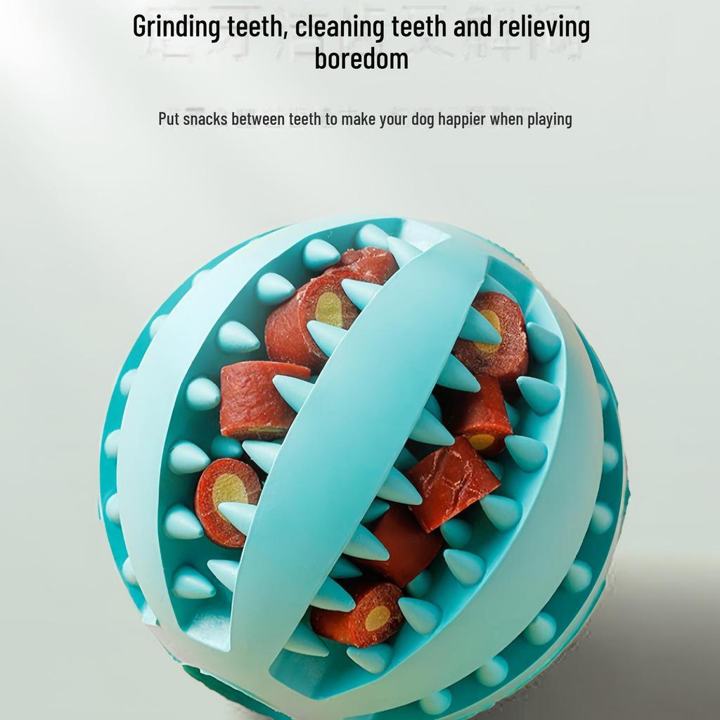 Jucărie pentru câini de companie: Minge de cauciuc rezistentă la mușcături pentru ameliorarea plictiselii și curățarea dinților, potrivită pentru câini și pisici mari și mici.