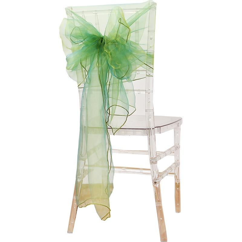 Sheer Organza Chair Sashes 275cm Wedding Chair Bows Back Veil Chair Cover Sashes for Bridal Shower Party Banquet Event 10Pcs Set