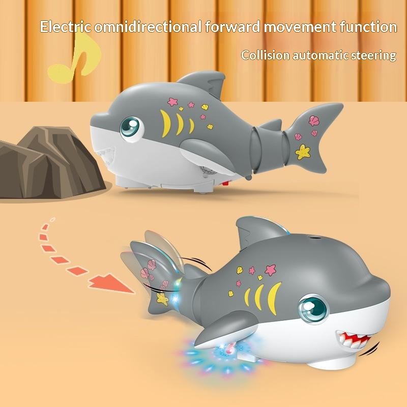 Cartoon Electric Shark Toy With Light And Sound Automatic Moving Shark Toy Interactive Toys For Kids Gift