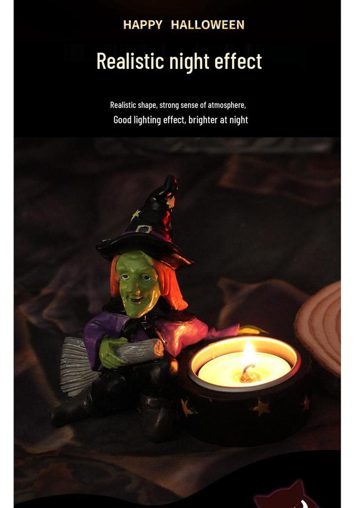 Halloween Resin Candle Holder: Skeleton Ghost Witch Monster Décor