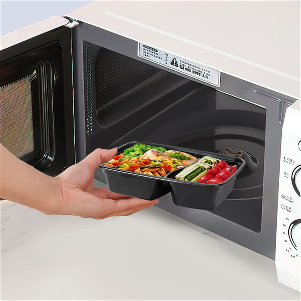 20 szt. Dwukomorowy lunchbox Jednorazowy Przenośny Lunchbox Podgrzewanie w Mikrofalówce Zastawa Stołowa Możliwość Układania w Stos Plastikowy Pojemnik do Przechowywania Żywności