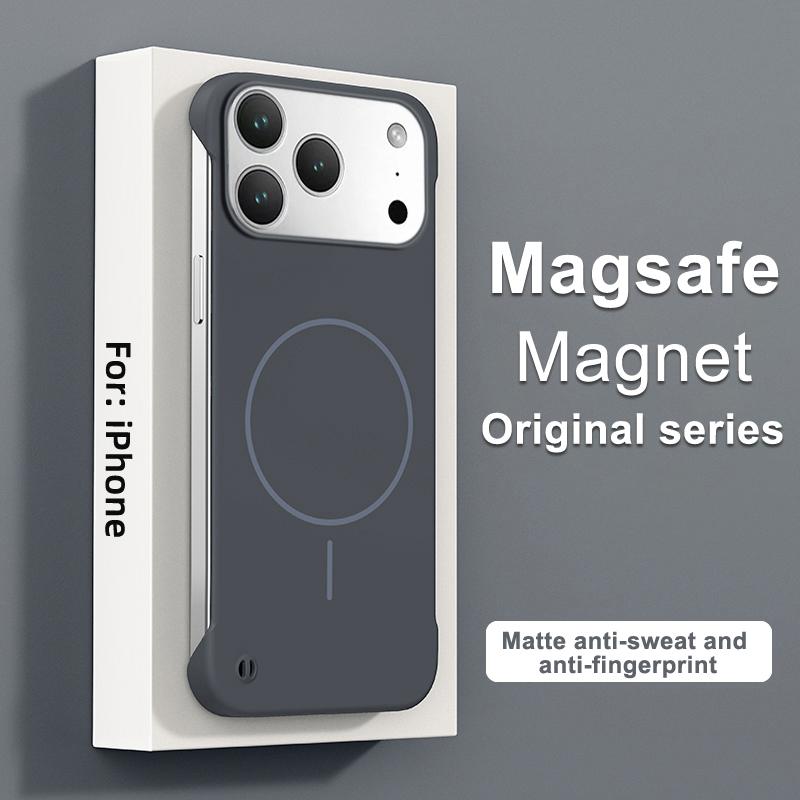 For Magsafe Frameless Magnetic Wireless Charge Case For iPhone 17 Air 16 15 14 13 12 11 Pro Max 16E Ultra Thin Matte PC Cover