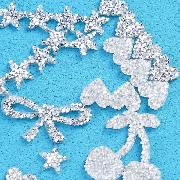 10 Pezzi Strass Scintillanti Termoadesivi Toppe a Forma di Cuore Stella Fiocco Toppe con Strass Per Cucito e Progetti di Sartoria