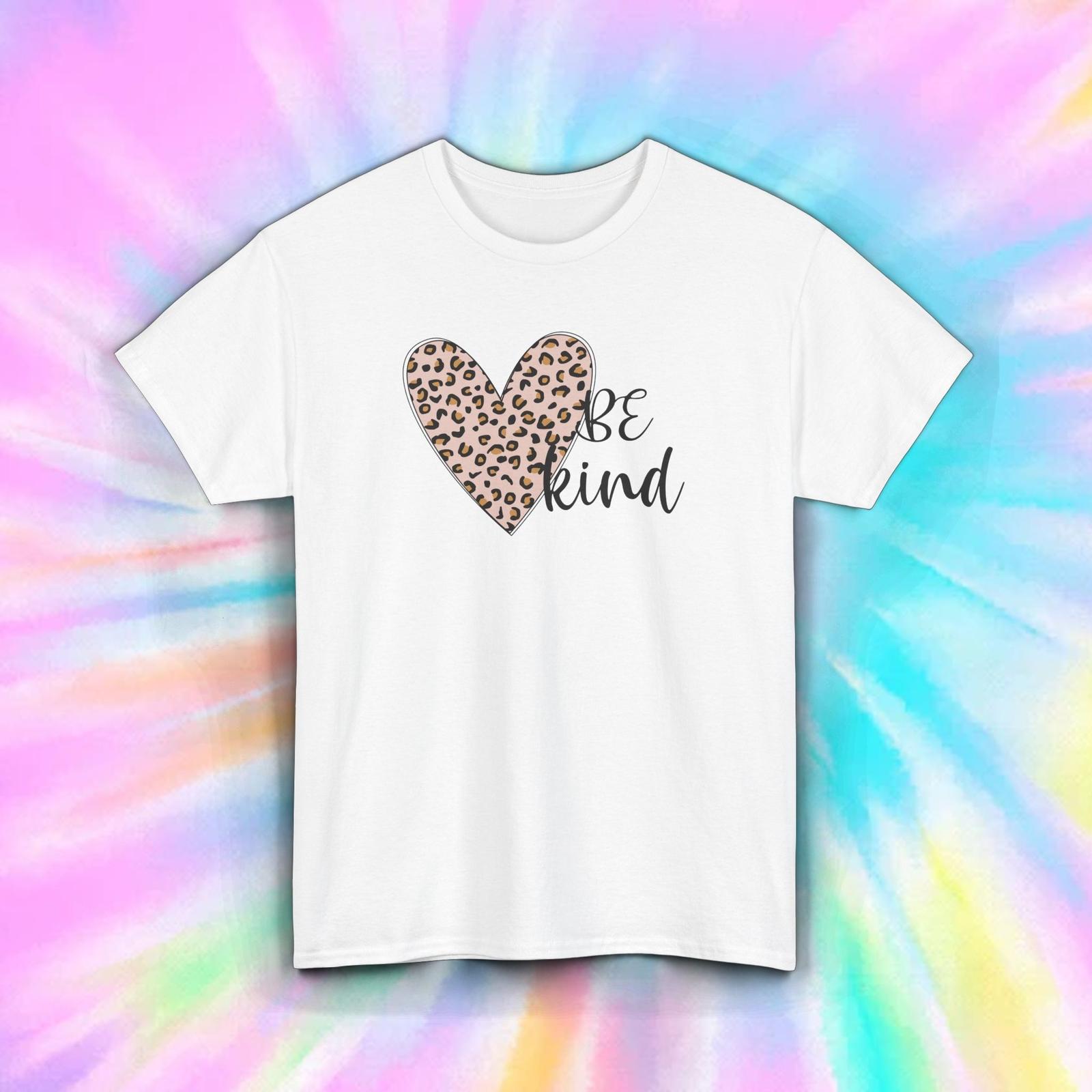 Be Kind Leopard Print Heart Inspirational Kindness Gift T-Shirt S-5XL XXL
