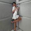 European and American style hot-selling fashion versatile polka dot printing dress temperament V-neck waist A-word short skirt women