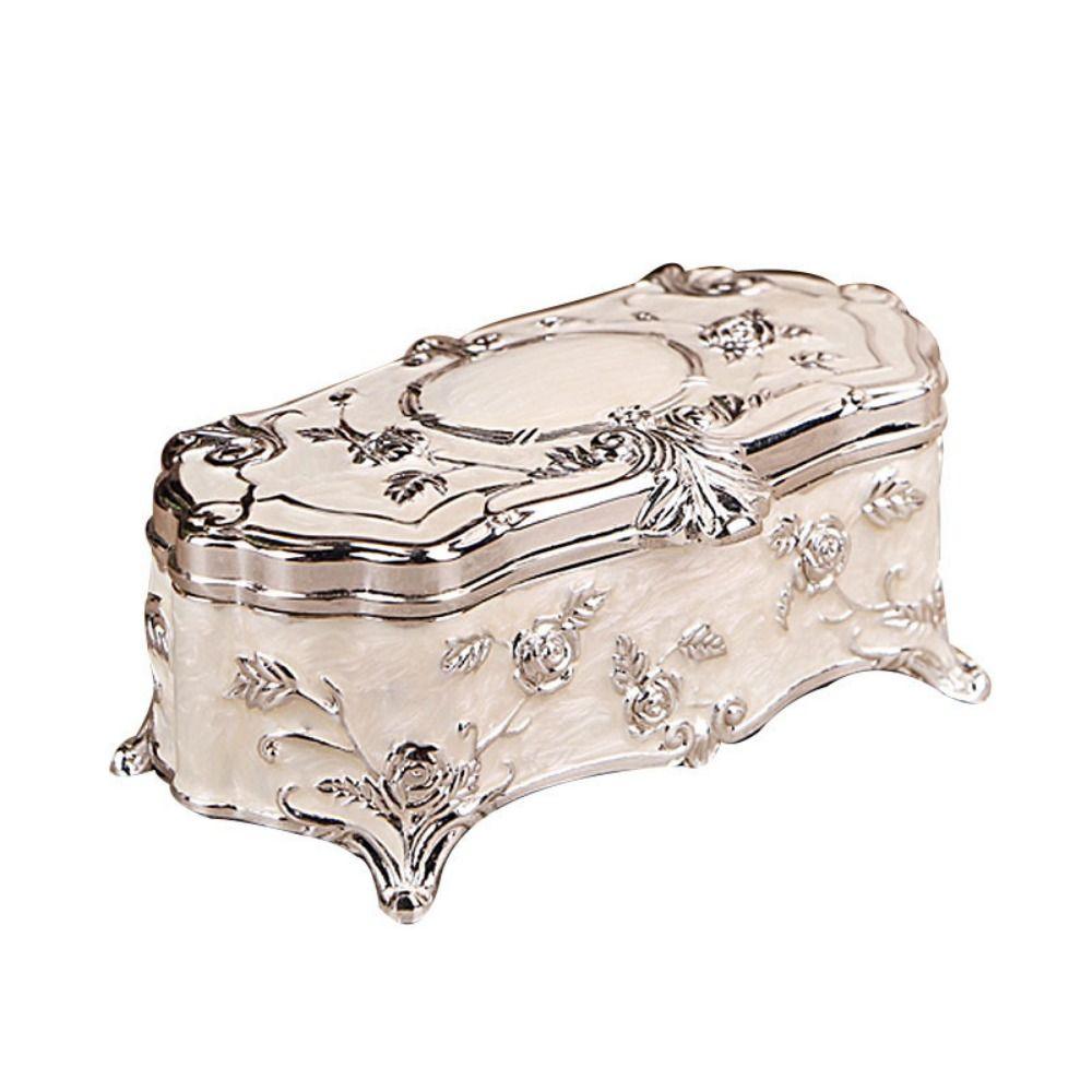 Zinc Zinc Zinc Alloy Jewelry Storage Box Vintage Trinket Case Luxury Treasure Chest  Ring