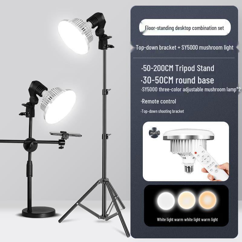 Suport de iluminare desktop profesional pentru fotografie alimentară, video indoor și live streaming