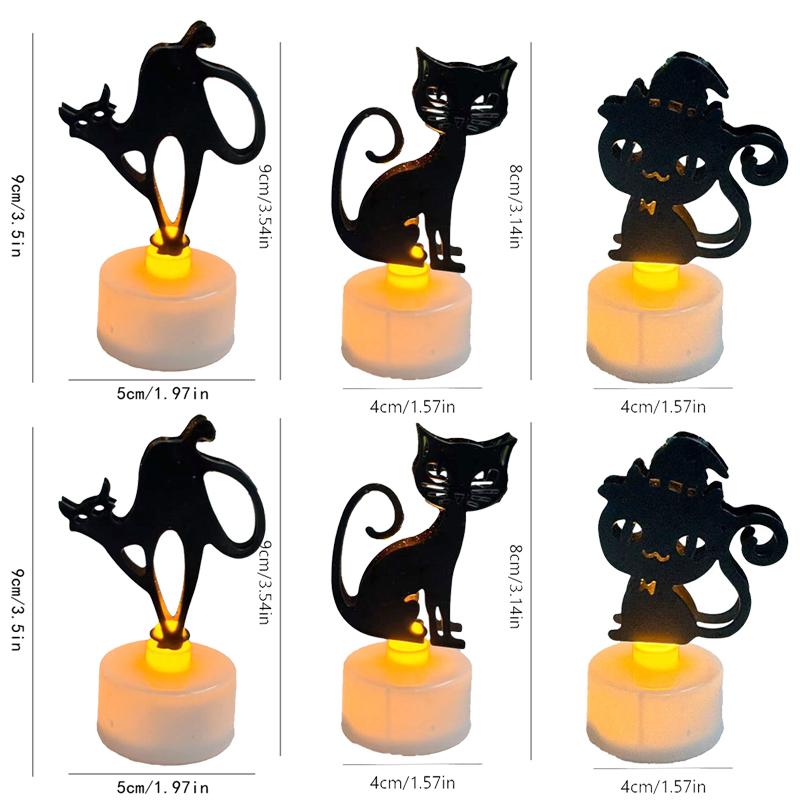 Halloween Flameless Tea Light Decorations, Halloween Spooky Electric Candles for Home Party Decorations - Ideal Halloween Gifts