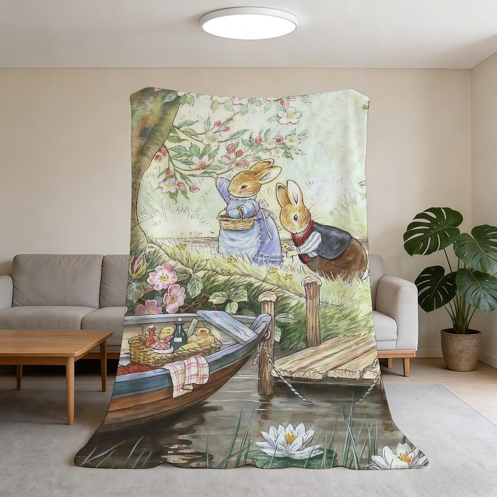 R-Rabbit-ES P-Peter Blanket Super Warm Comfortable Cute Plush Cartoon Throw Blanket Child Home Sofa Bedroom Gift
