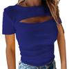 T-shirt da donna estiva Petto sexy scavato a maniche corte a costine Top torace da esposizione sexy alla moda femminile