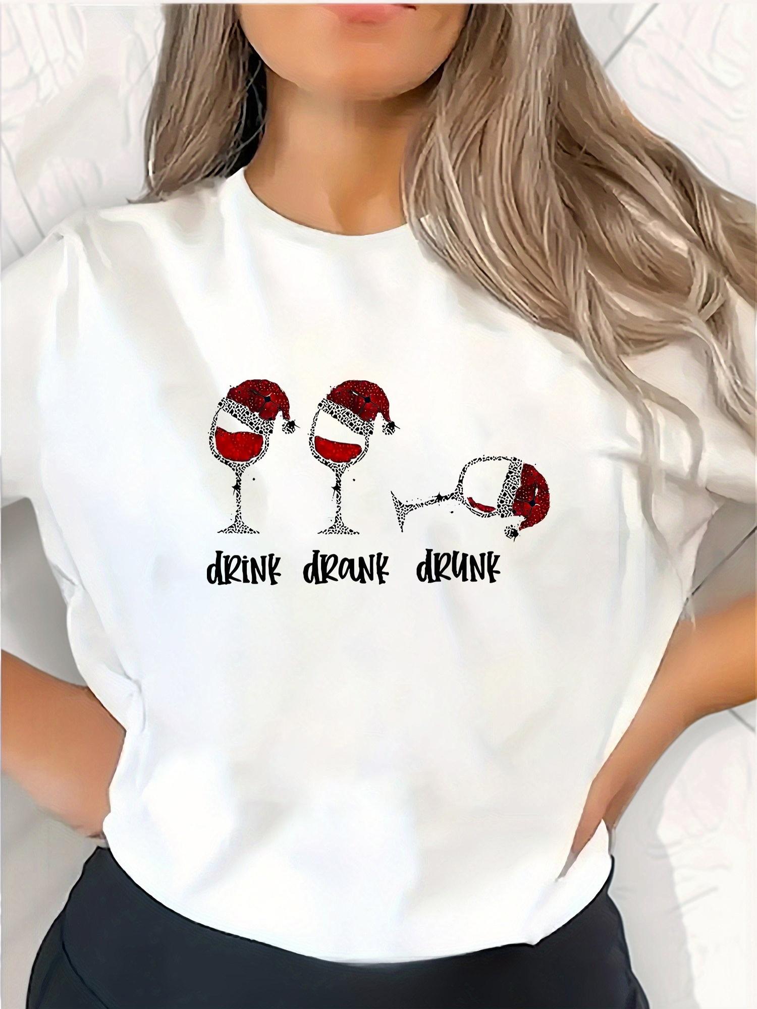 Christmas Wine Glasses Drink Drank Drunk T-shirt XXXL