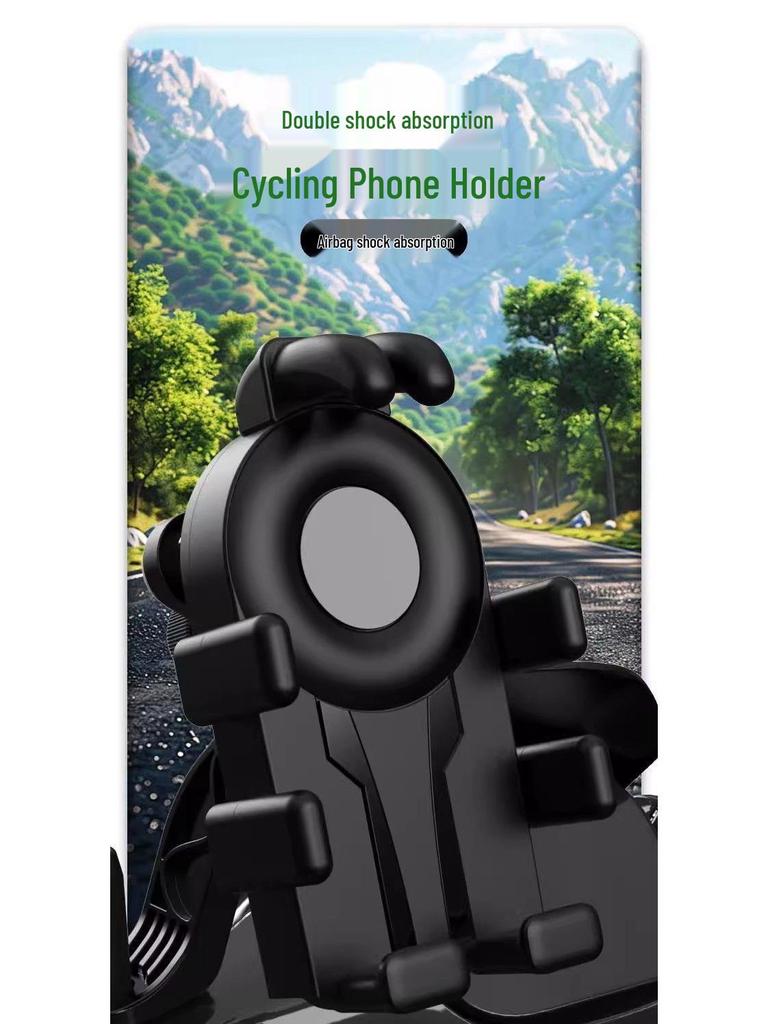 Shockproof Phone Holder for Electric Vehicles & Motorcycles - Black Technology for Vibration Dampening in Food Delivery & Cycling