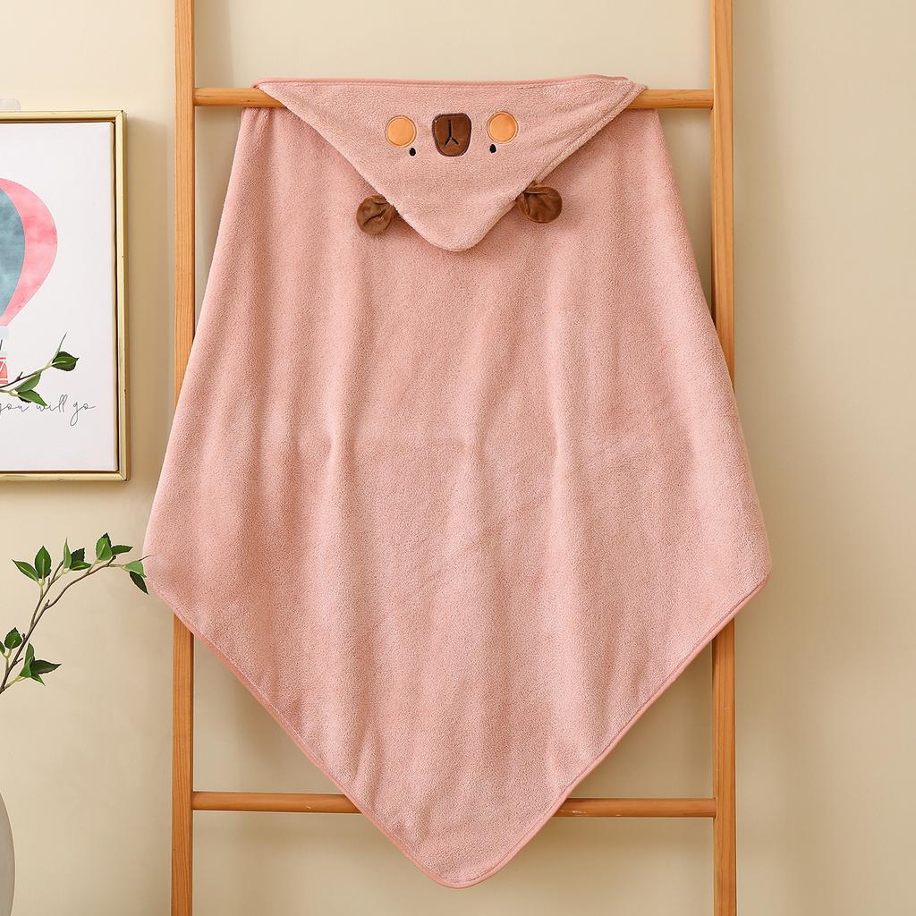 Baby Children Bath Towels Newborn Quilt Bag Towel Bag Quilt Coral Fleece Wrap Towel Embroidered Blanket Animal Eye Closed Hooded Cape