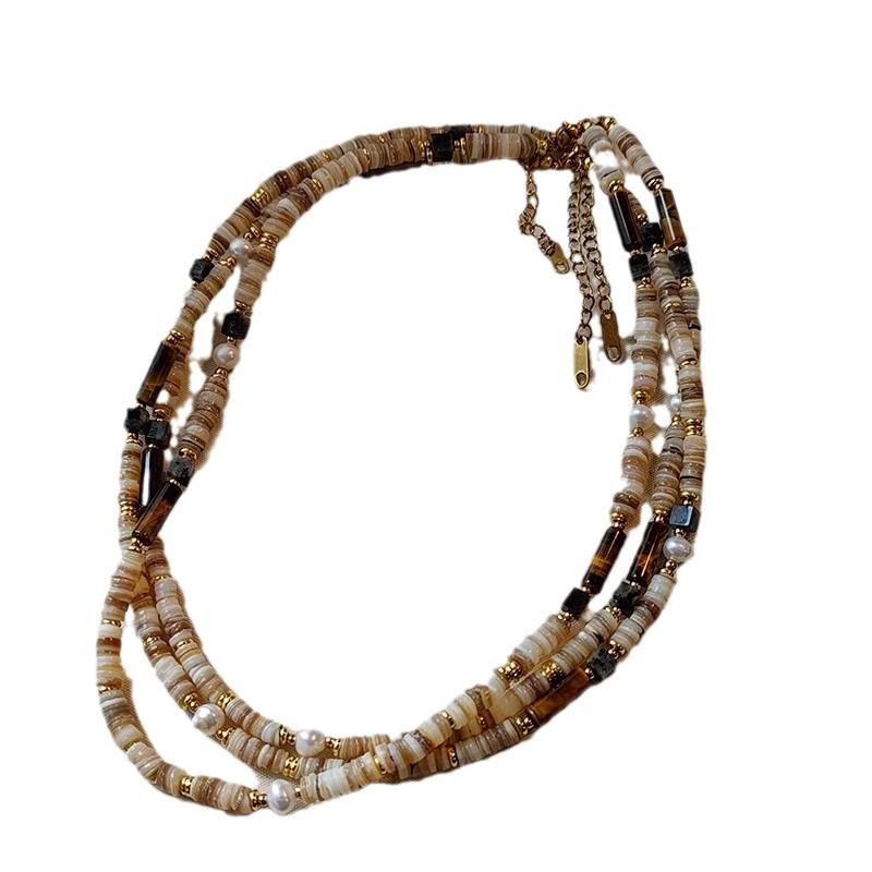 Women's Y2K Style Freshwater Pearl & Tiger Eye Stone Necklace