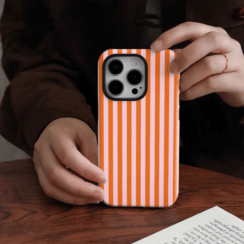 Simplified red striped 2-in-1 phone case suitable for iPhone 17 16 15 14 13 12 11 Pro/Max/Plus shockproof back cover