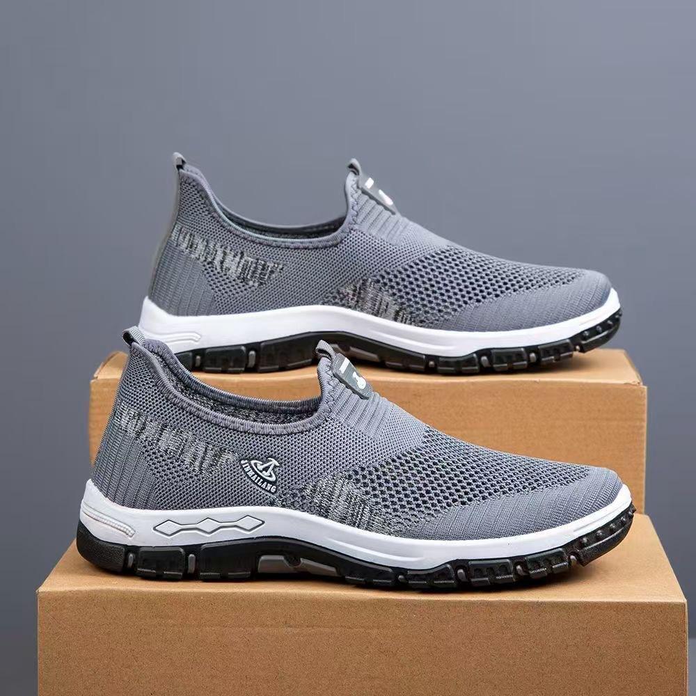 New 2025 Summer Breathable Mesh Shoes One-pedal Sports Soft-soled Men's Mesh Shoes Flat-soled Wear-resistant Casual Shoes