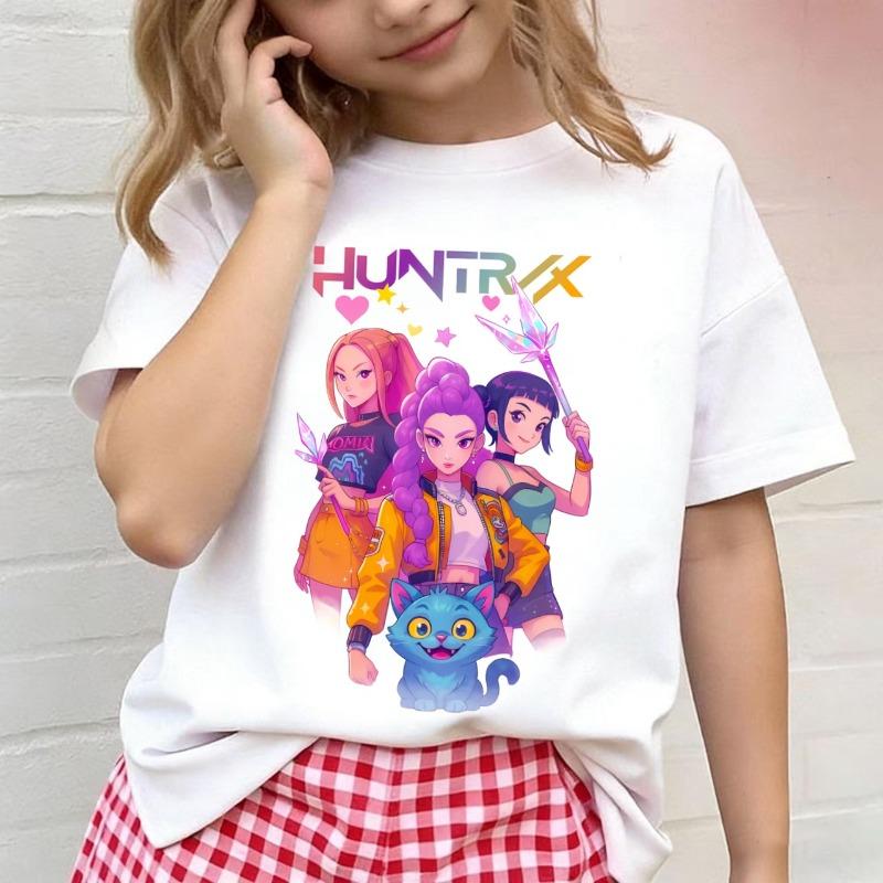 Kpop Demon Hu nter Children's T Shirt Women Short Sleeve Saja Boys Kids Tee Kpop Demon Tshirt Boys Girls Family Clothing