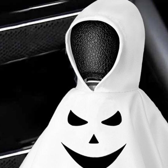1/6Pcs Halloween Ghost Hoodie Goose Outfits Car Gear Shift Cover Decoration Garden Goose Statue Clothing Auto Hooded Sweatshirt Shift Knob Protector