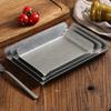 Snow Grey Stainless Steel Serving Tray Rust Resistant Steak Dish Serving Platter  Dessert Serving
