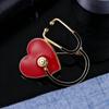 New Creative Stethoscope Enamel Clothing Pins for Women Red Heart Black Tube Women's Brooches Fashion Jewelry Suit Accessories