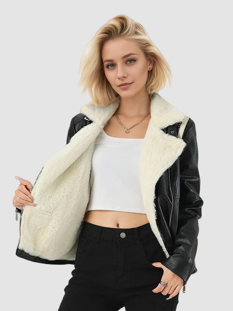 Winter Fashion Overcoat Thick Fur One-Piece Large Size Jacket Women's Leather Coat Custom