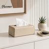 Nordic Style Tissue Box PU Leather Holder, with Hand-stitched Edges Design, Modern Smooth Paper Extraction Case for Home Office Decorative Holder