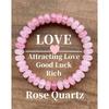 Asu Natural Rose Quartz Rondelle Beaded Stretch Bracelet, Pink Crystal Healing Stone Bracelet for Women
