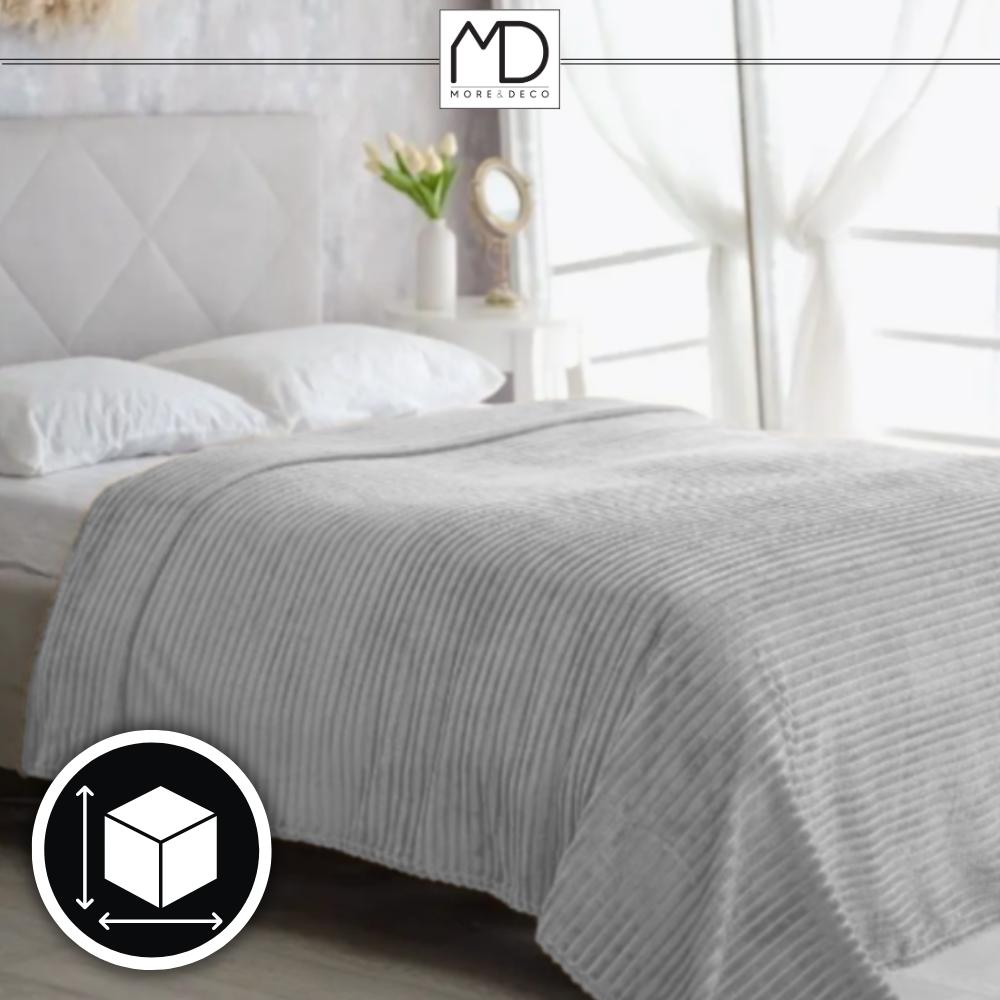 Blanket bedspread striped bed armchair large gray 160x200cm plush blanket