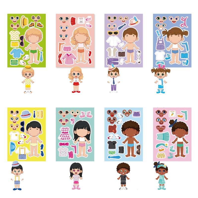 

Cute Boys and Girls Dress up Kids Anime Matching Interactive Puzzle Puzzle Stickers Hand-Made DIY Journal Stickers Boys and Girls [8]