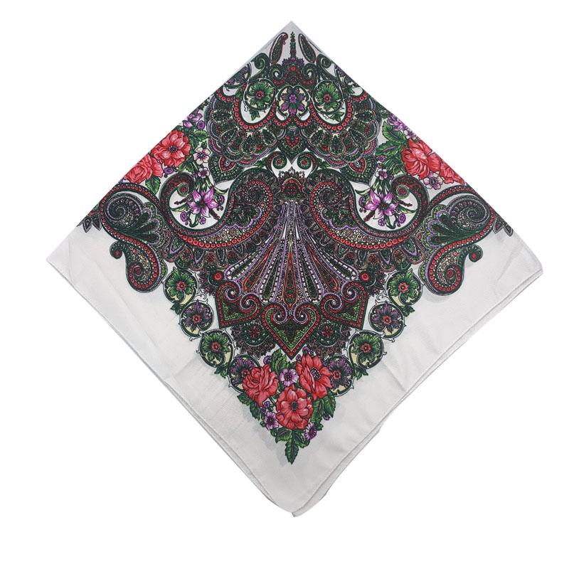 100*100Cm Russian Style Floral Printed Scarf Women Square Handkerchief Ethnic Shawl Babushka Hijab Bandana Headband Scarves