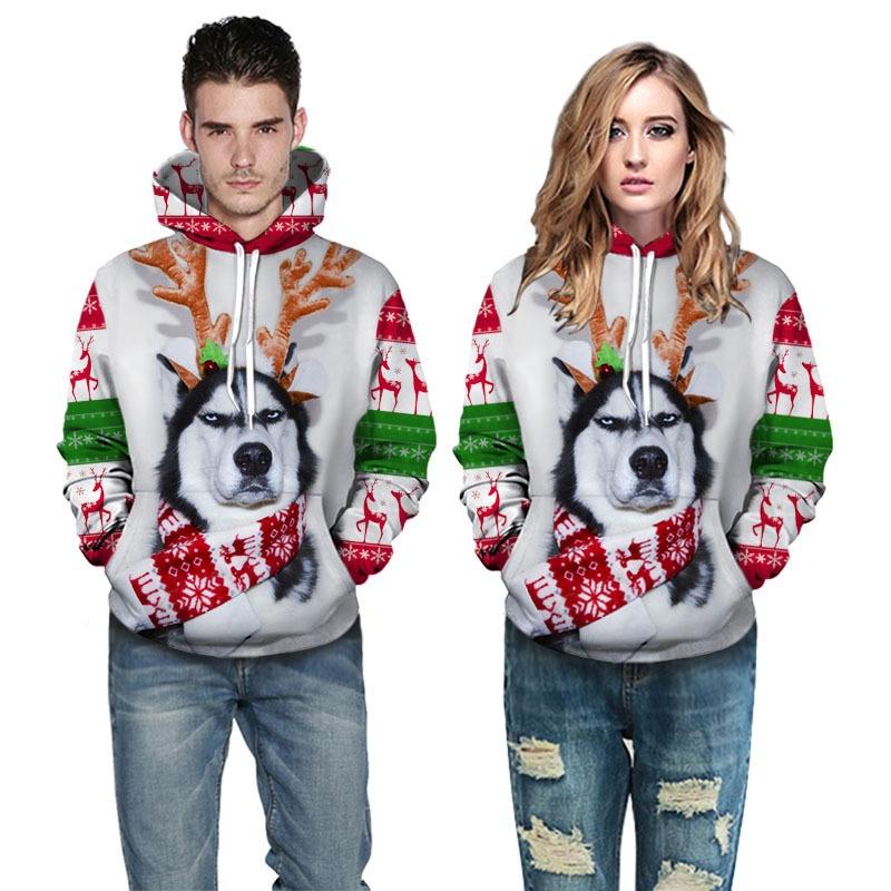Women Hoodies Men Sweatshirt Snow Man Print Christmas Gift Casual Pullover Top